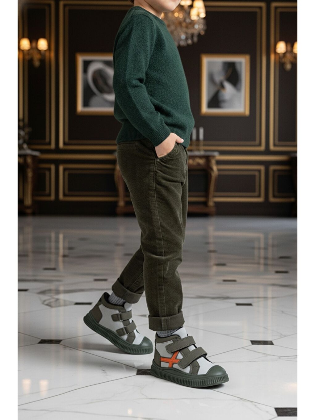 Haki NEMO Çift Cırtlı Unısex Çocuk Bot-3