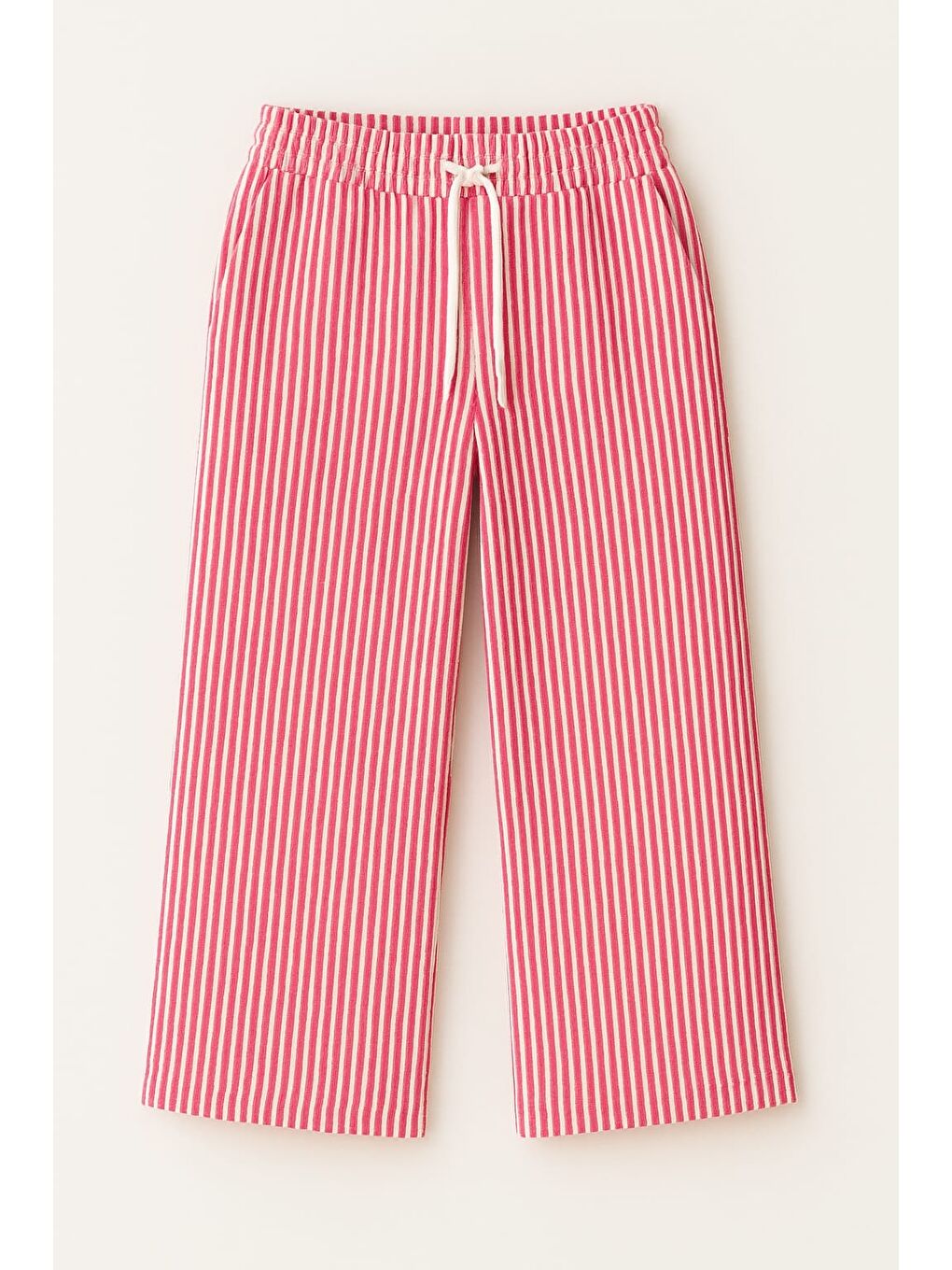 Pembe Kız Çocuk Bol Kesim Çizgili Pantolon 4-16 Yaş 11996