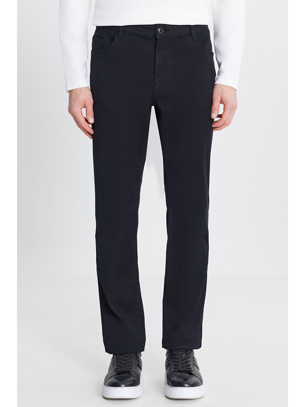 Erkek Siyah Pamuklu Slim Fit Dar Kesim Armürlü 5 Cepli Esnek Casual Pantolon