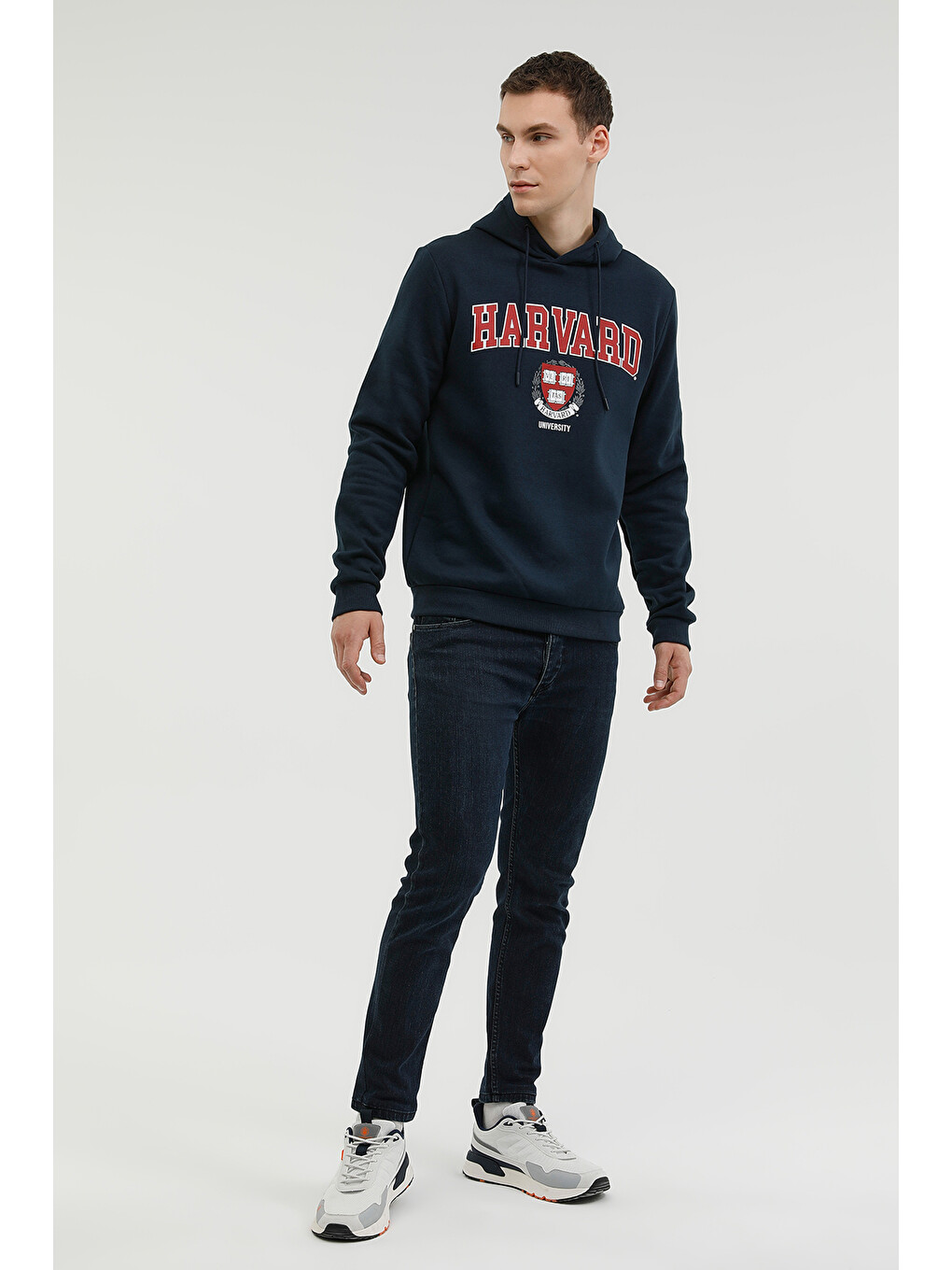 M-HARVARD LOGO HOODIE 2PR Lacivert Erkek Kapüşonlu Sweatshirt-2