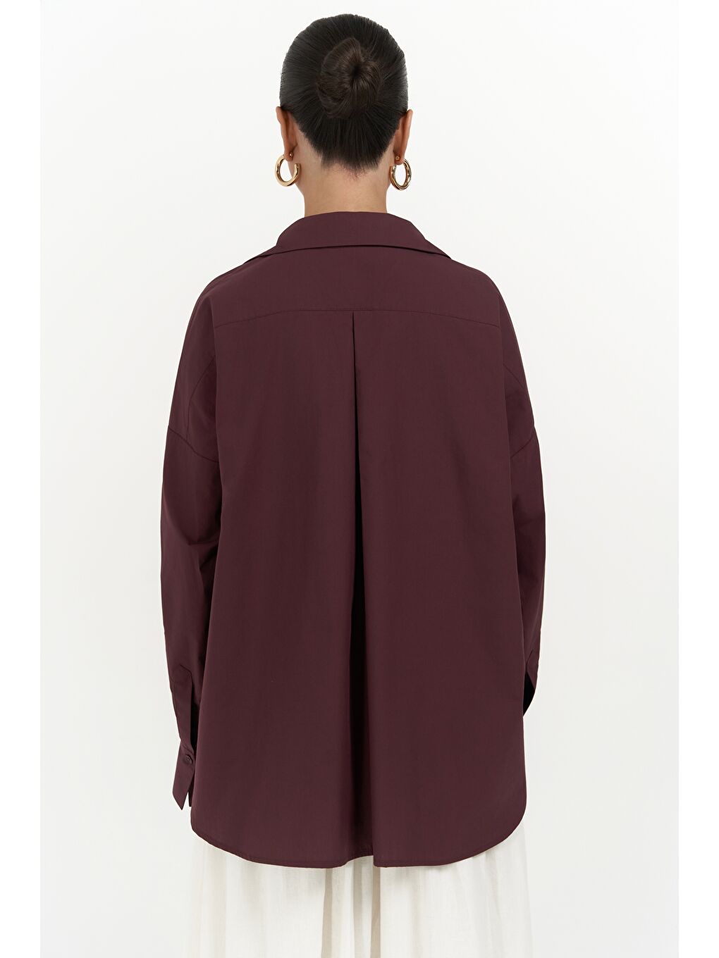 Josie Oversize Bordo Gömlek-4