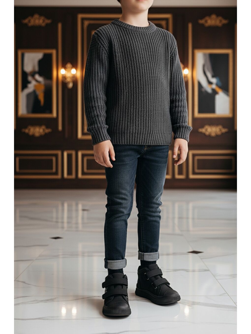 Siyah NEMO Çift Cırtlı Unısex Çocuk Bot-4