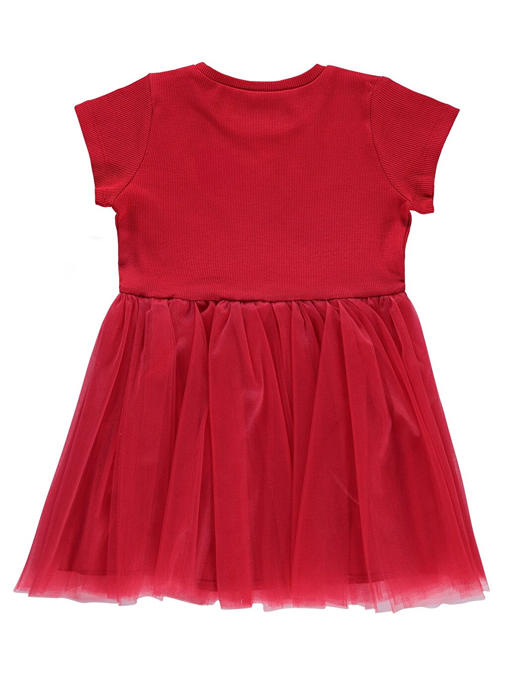 Girls Yıldız Baskılı 4-9 Yaş Elbise - Kırmızı-1