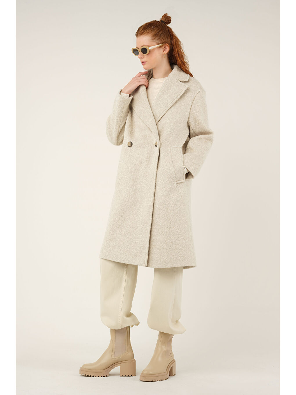 İki Düğmeli Kaban Bej-3