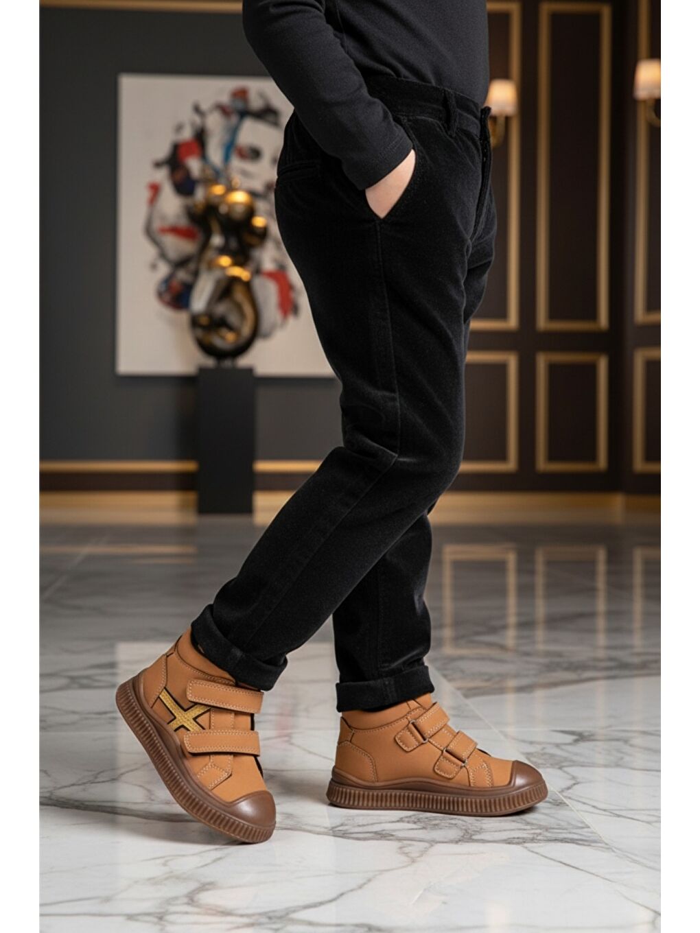 Kahverengi NEMO Çift Cırtlı Unısex Çocuk Bot-5