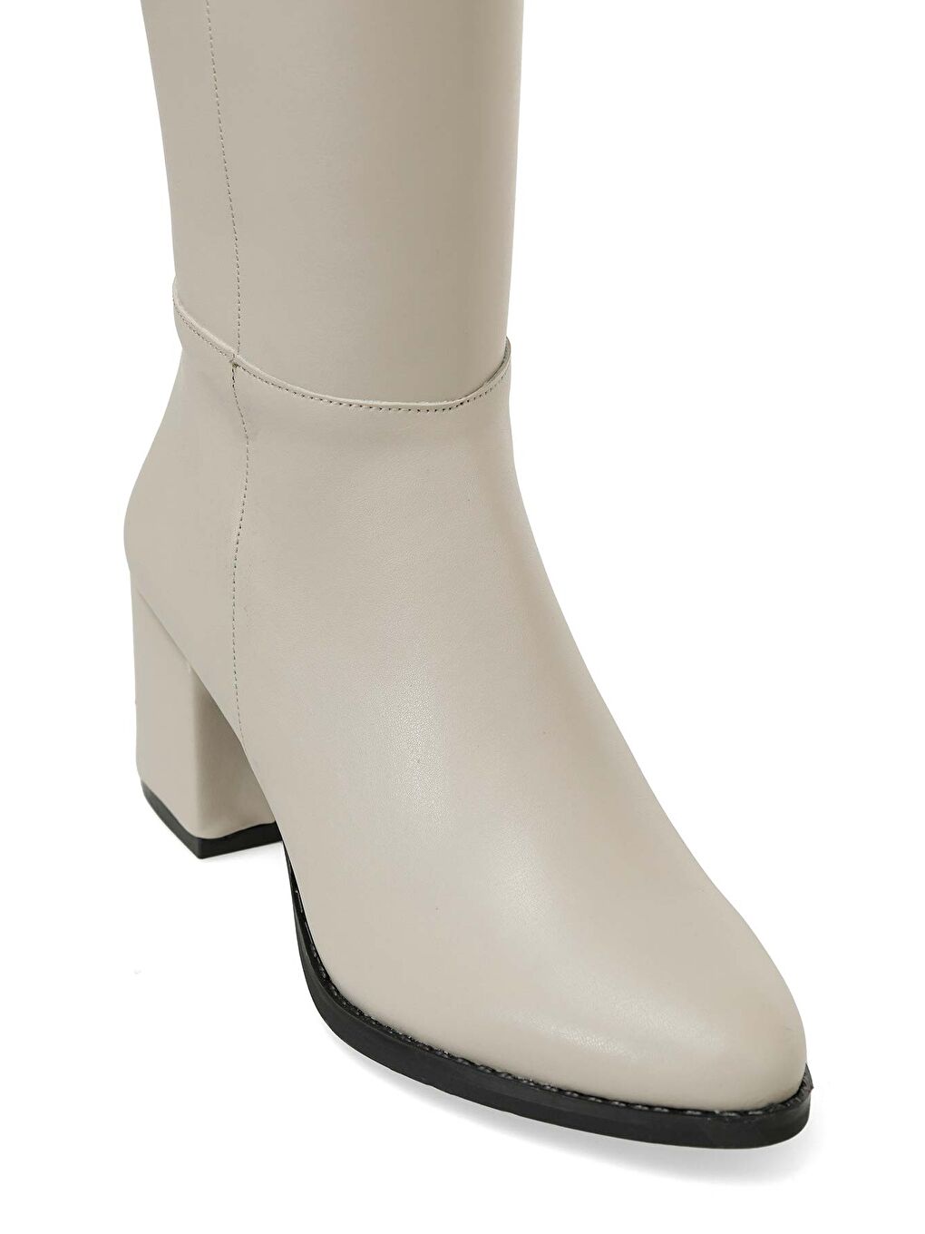 24K-996 4PR Bej Kadın Topuklu Çizme-5