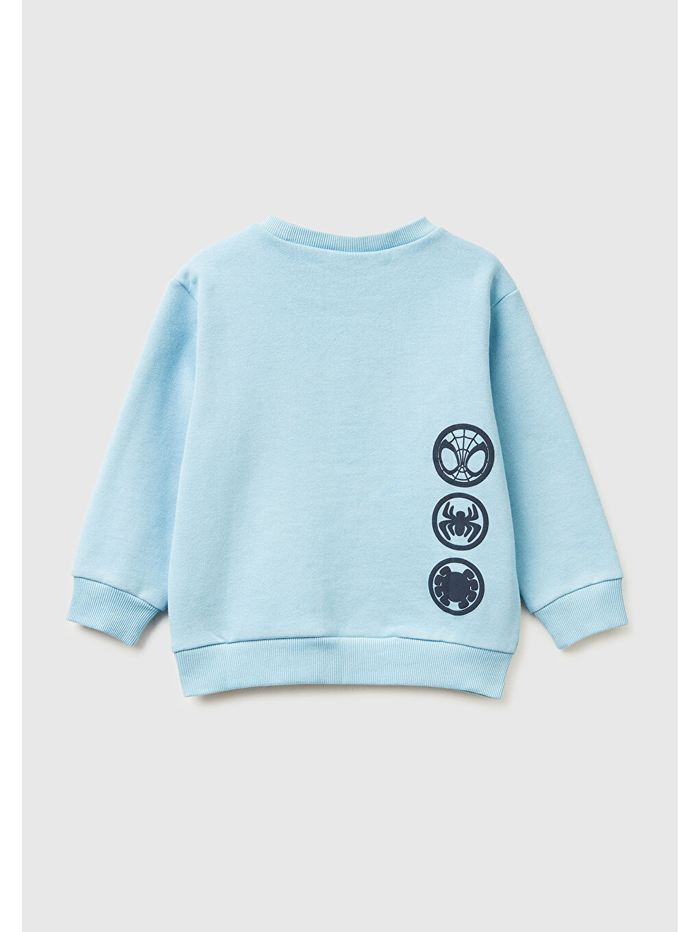 Erkek Çocuk Açık Mavi Spiderman Baskılı Logo Etiketli Kabartmalı  Nervürlü Sweatshirt-1