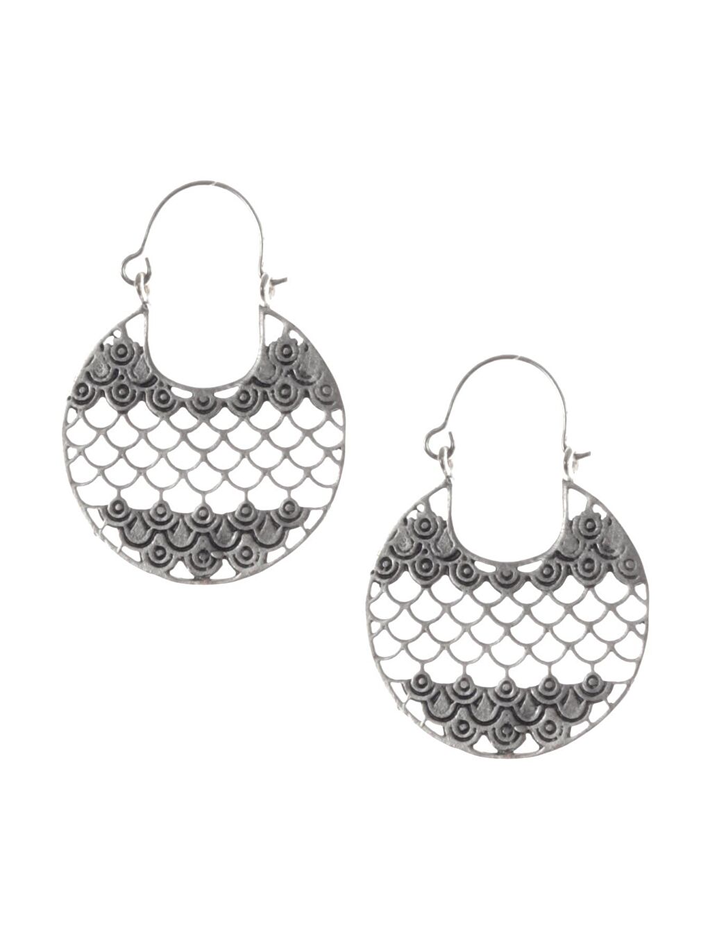 Gri Kadın Antik Gümüş Kaplama Geçirmeli Model Telkari Koleksiyonu Küpe