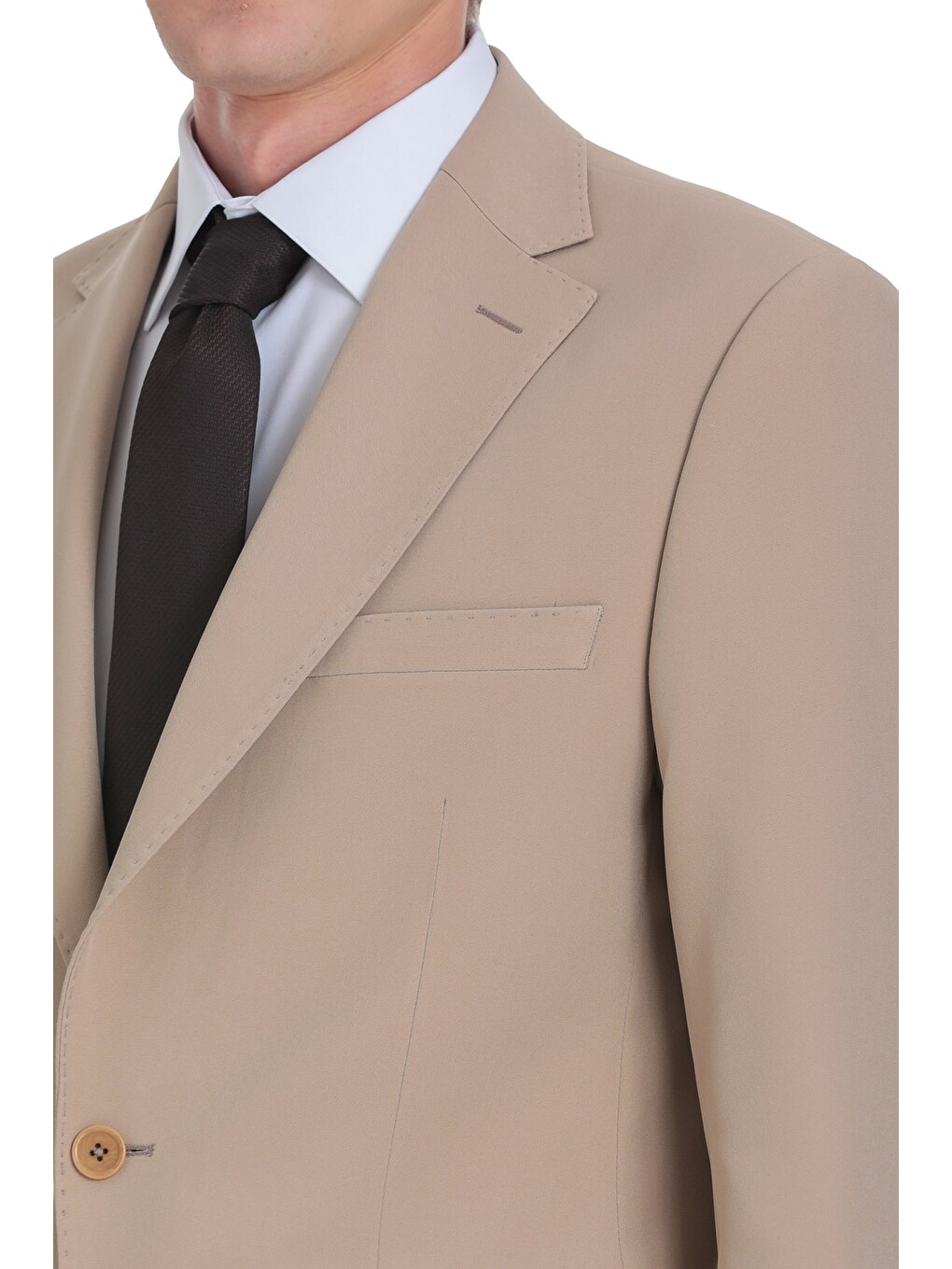 Bej Vizon Slim Fit Mono Yaka Casual Takım Elbise-4