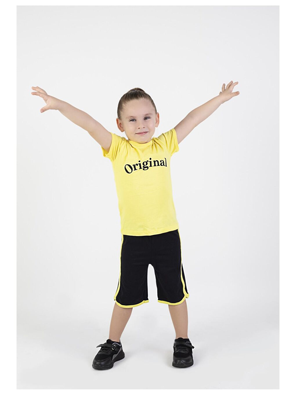 Sarı Erkek Çocuk Orijinal Baskılı Basic Kaprili Takım 1-9 Yaş-1