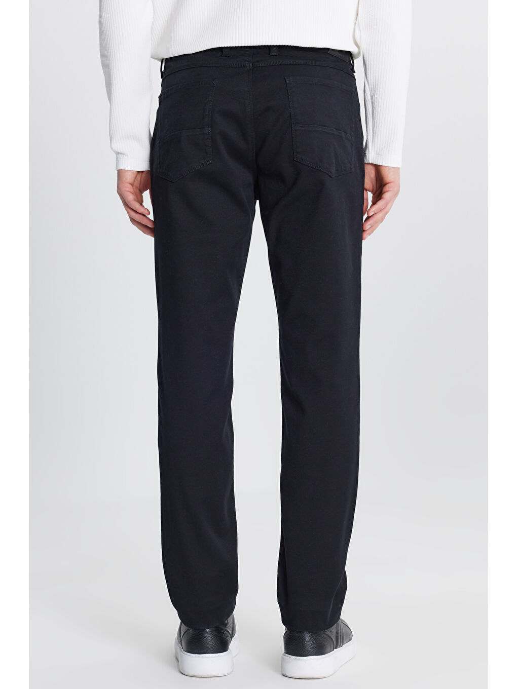 Erkek Siyah Pamuklu Slim Fit Dar Kesim Armürlü 5 Cepli Esnek Casual Pantolon-4
