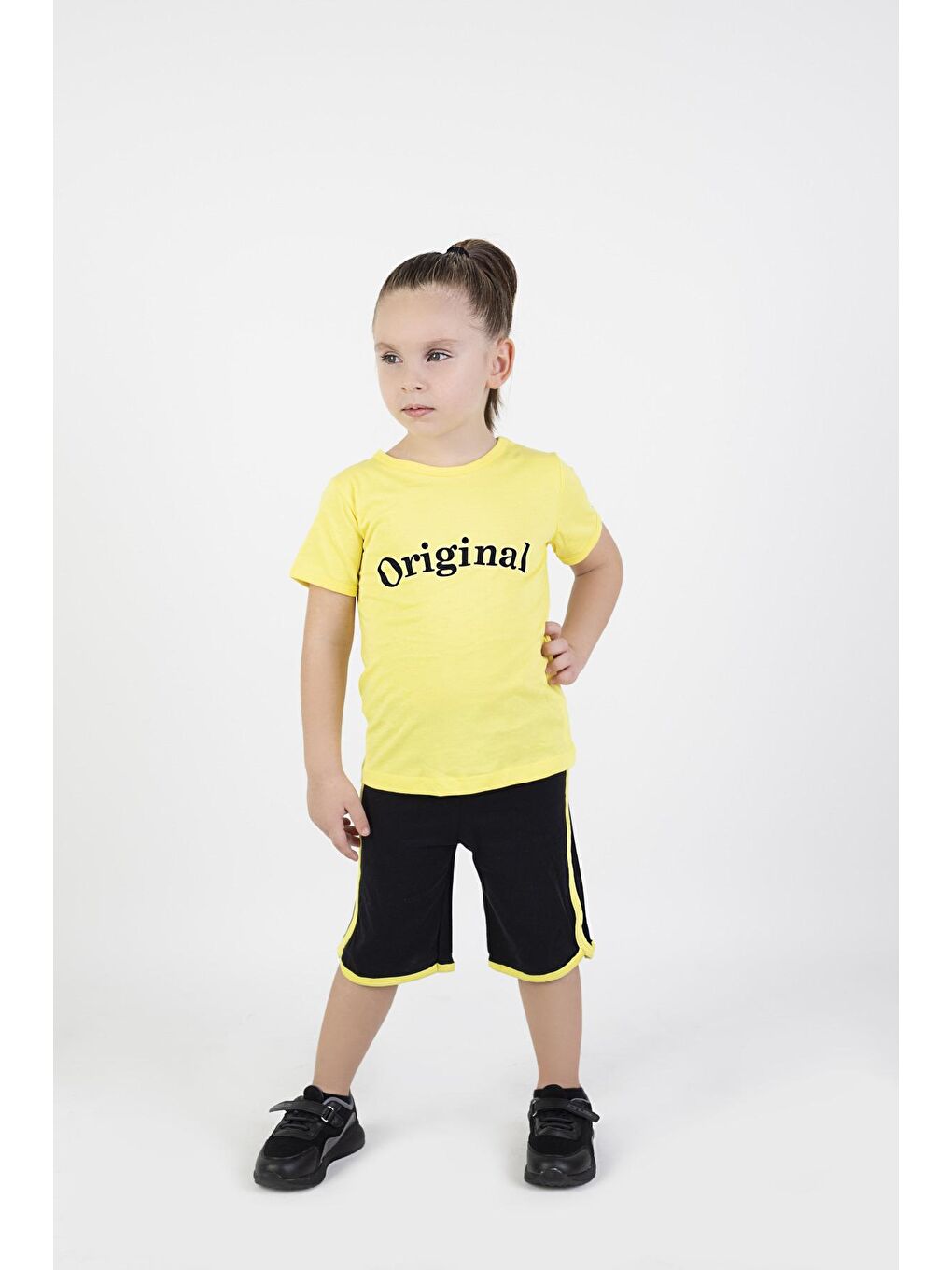 Sarı Erkek Çocuk Orijinal Baskılı Basic Kaprili Takım 1-9 Yaş-2