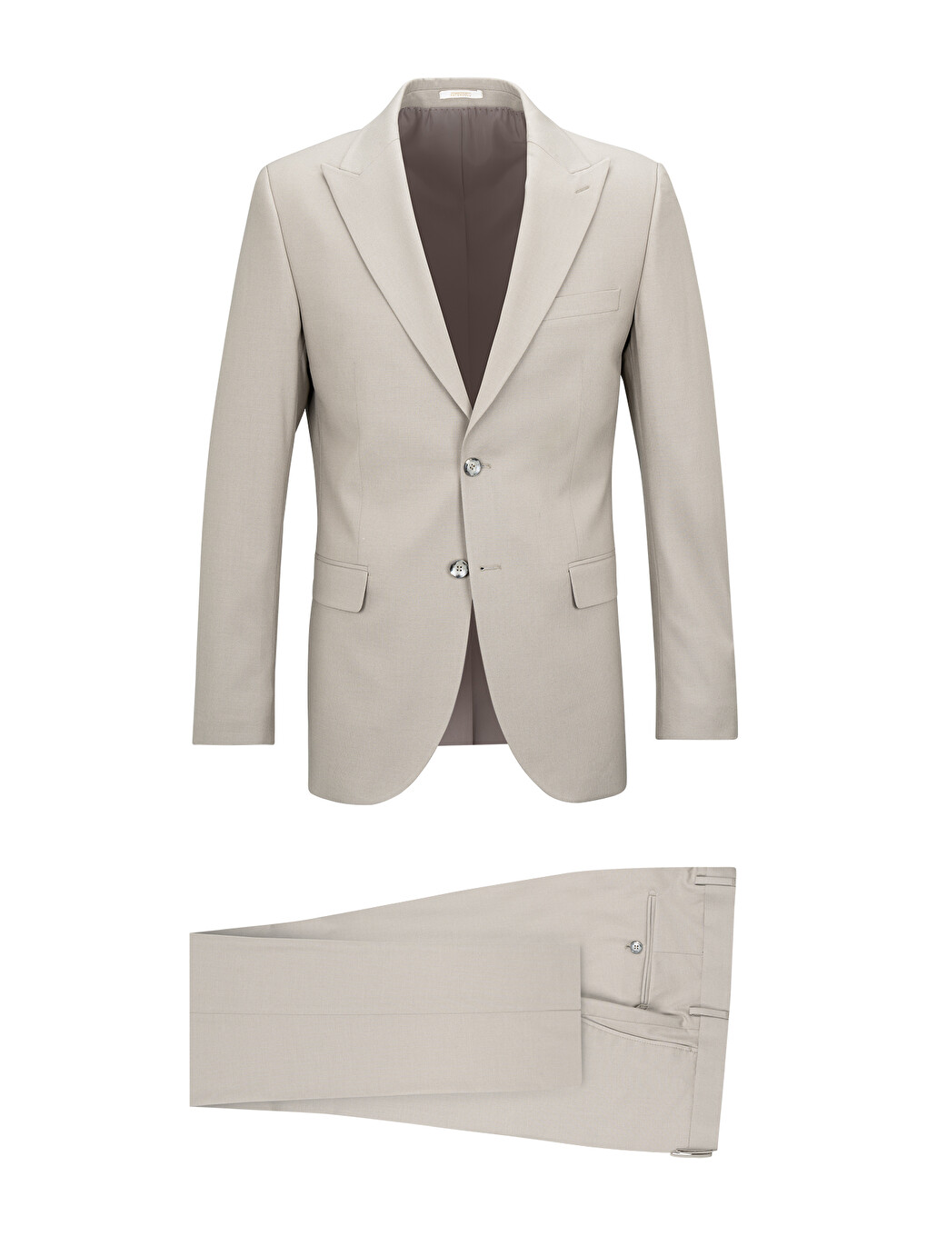 Bej Vizon Slim Fit Sivri Yaka Takım Elbise