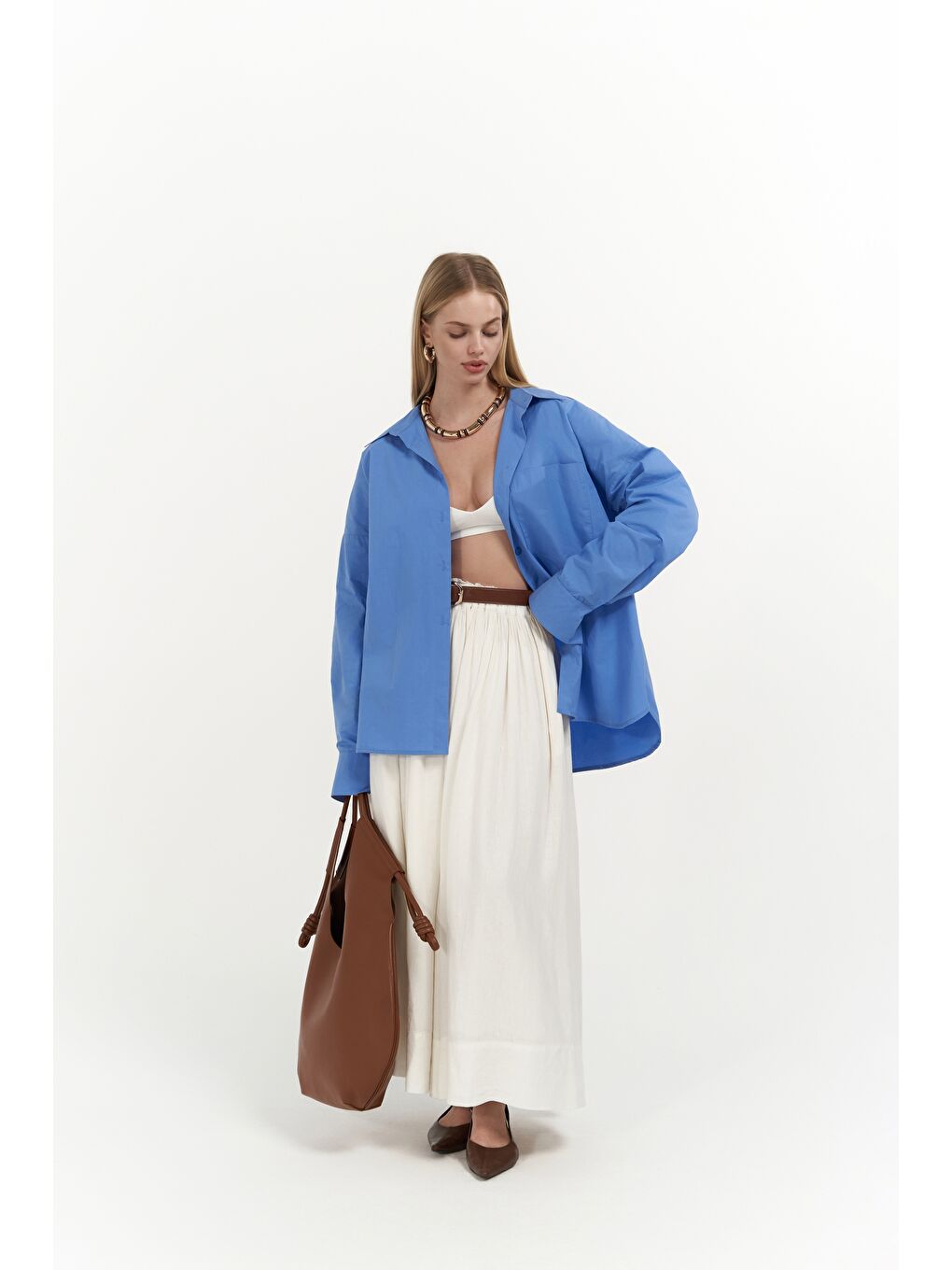 Josie Oversize Mavi Gömlek-3