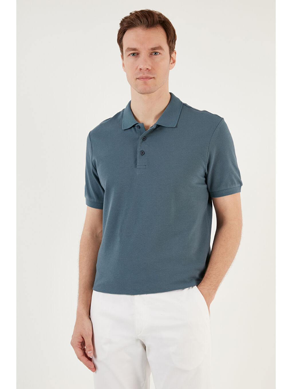 Yeşil Pamuklu Regular Fit Düğmeli Polo Yaka 3'lü Paket %100 Pamuk Tişört 5902127S3-1