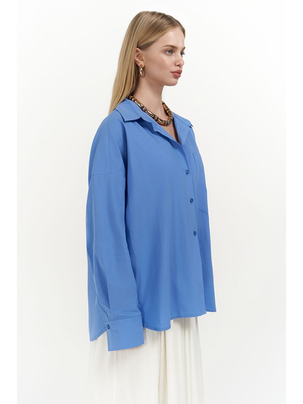 Josie Oversize Mavi Gömlek-5