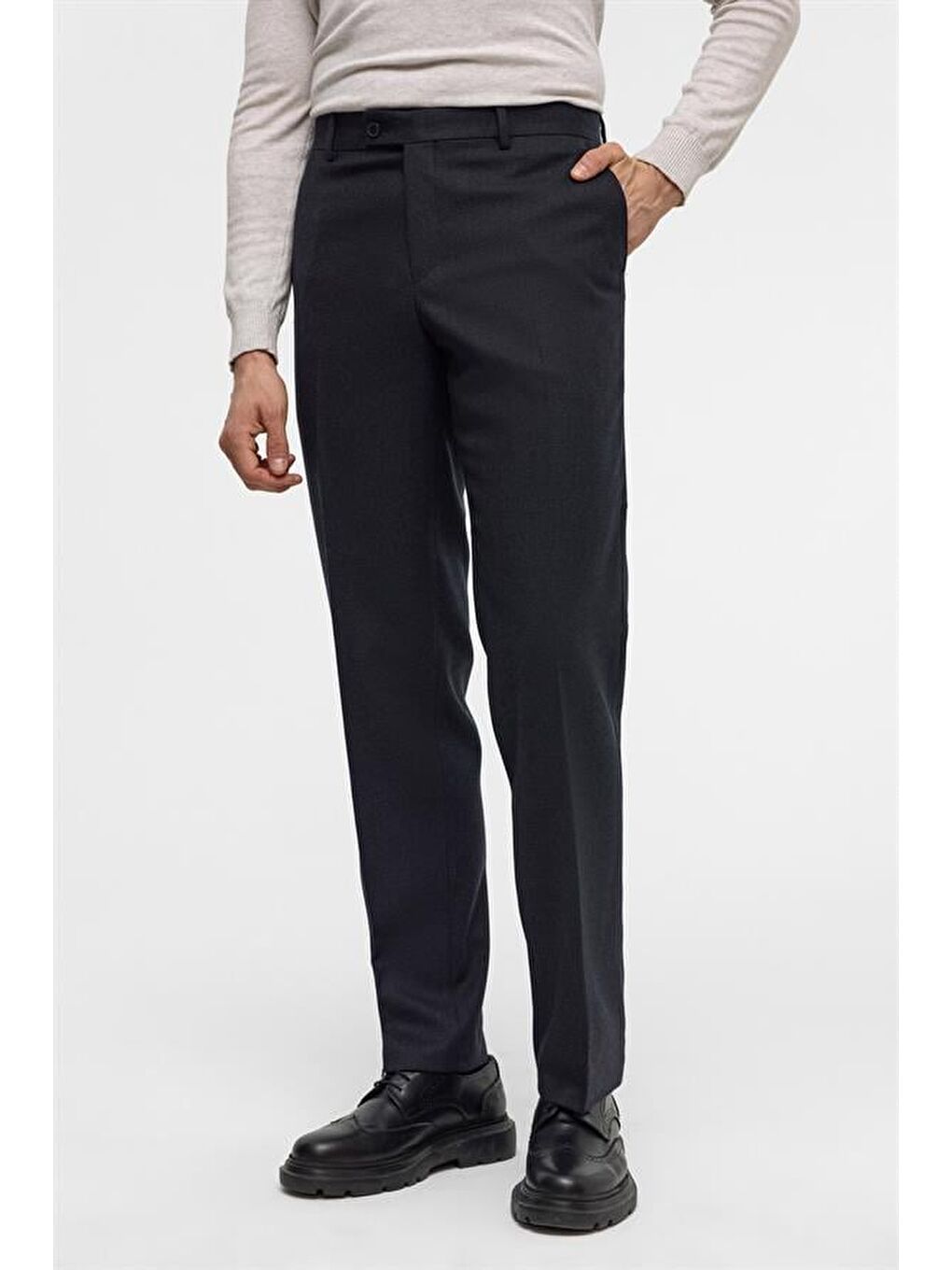 Siyah Slim 5 Cep Kalıp Düz Pantolon-4