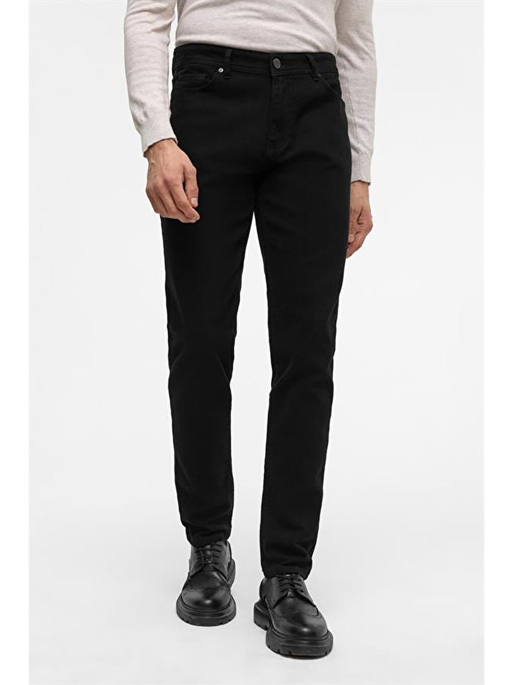 Siyah Slim 5 Cep Kalıp Düz Pantolon-5