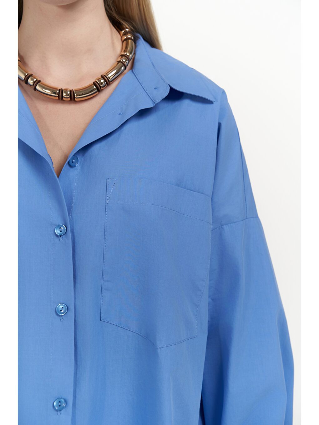 Josie Oversize Mavi Gömlek-6