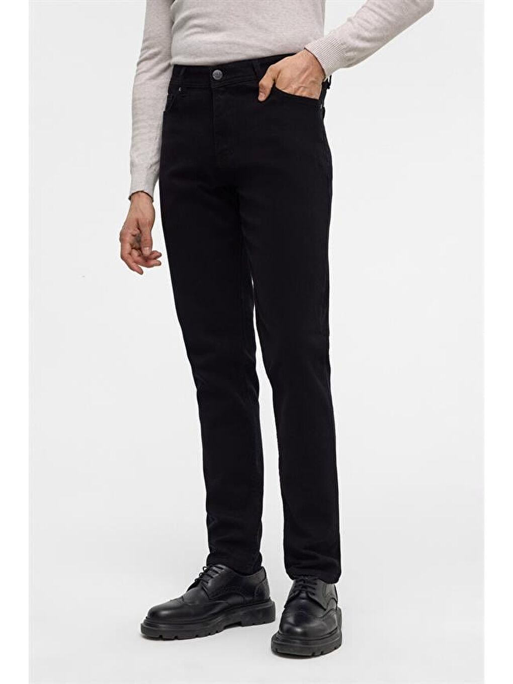 Siyah Slim 5 Cep Kalıp Düz Pantolon-6