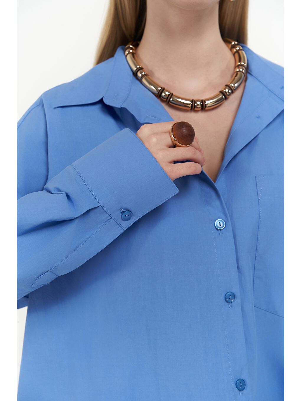 Josie Oversize Mavi Gömlek-7