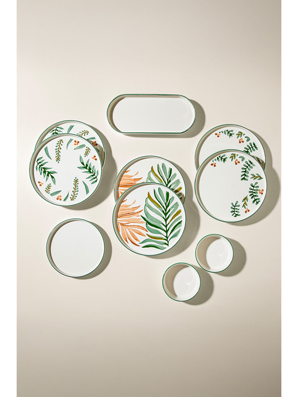 Yeşil Leafy Garden 6 Kişilik 15 Parça Seramik Kahvaltı Takımı-1