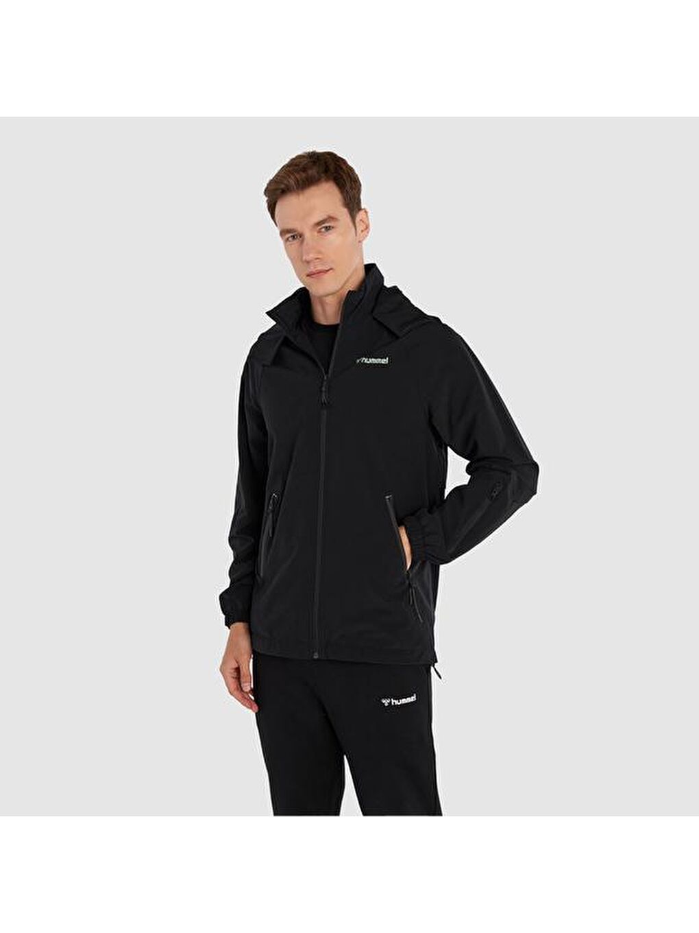 Jerik Erkek Siyah Kapüşonlu Fermuarlı Sweatshirt