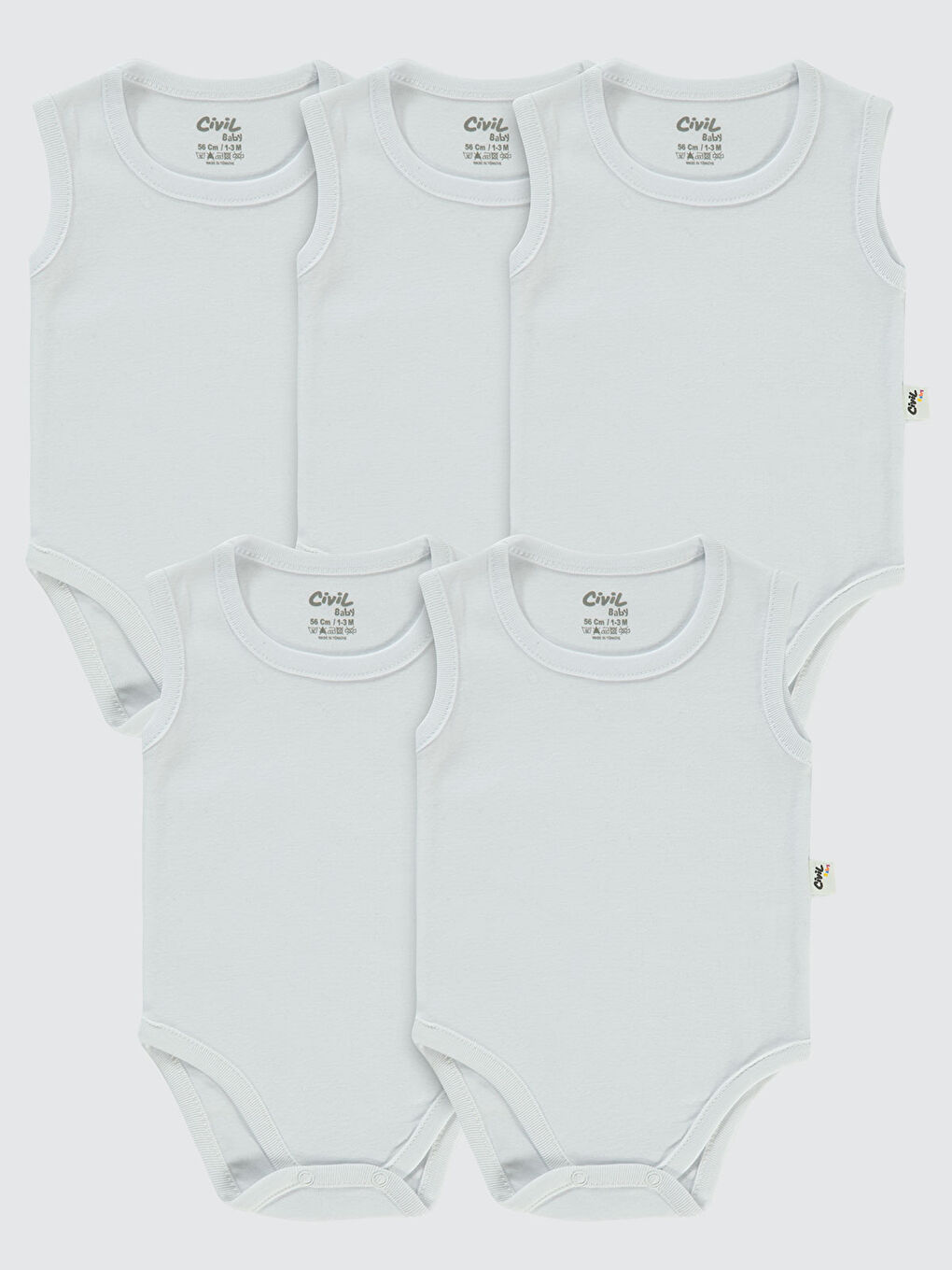 Baby Bebek 5'li Çıtçıtlı Badi 1-36 Ay Ekru-1