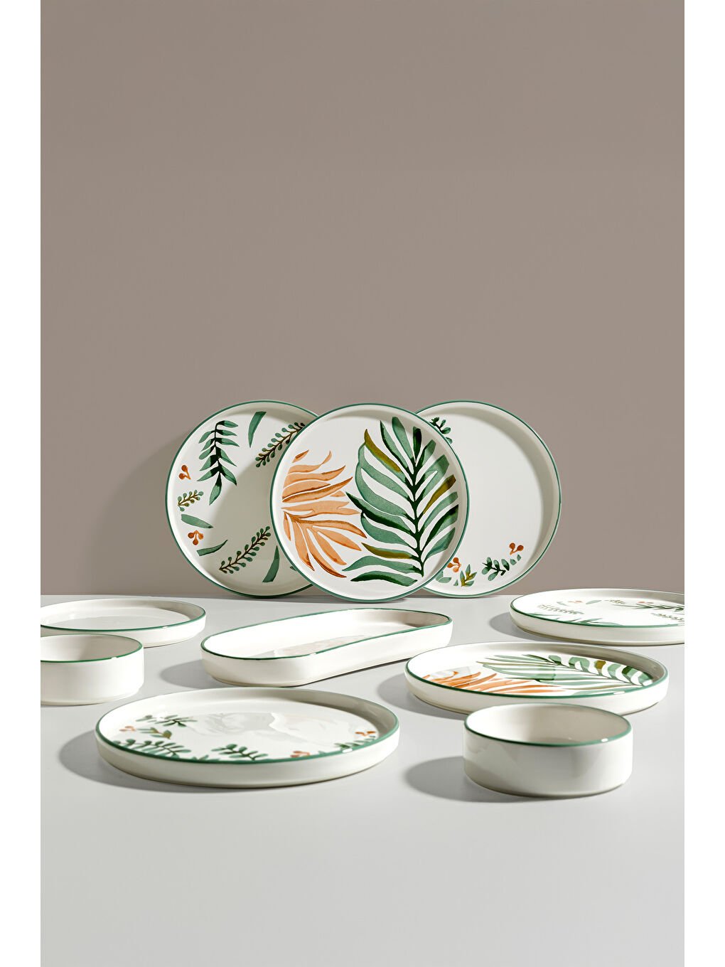 Yeşil Leafy Garden 6 Kişilik 15 Parça Seramik Kahvaltı Takımı-3
