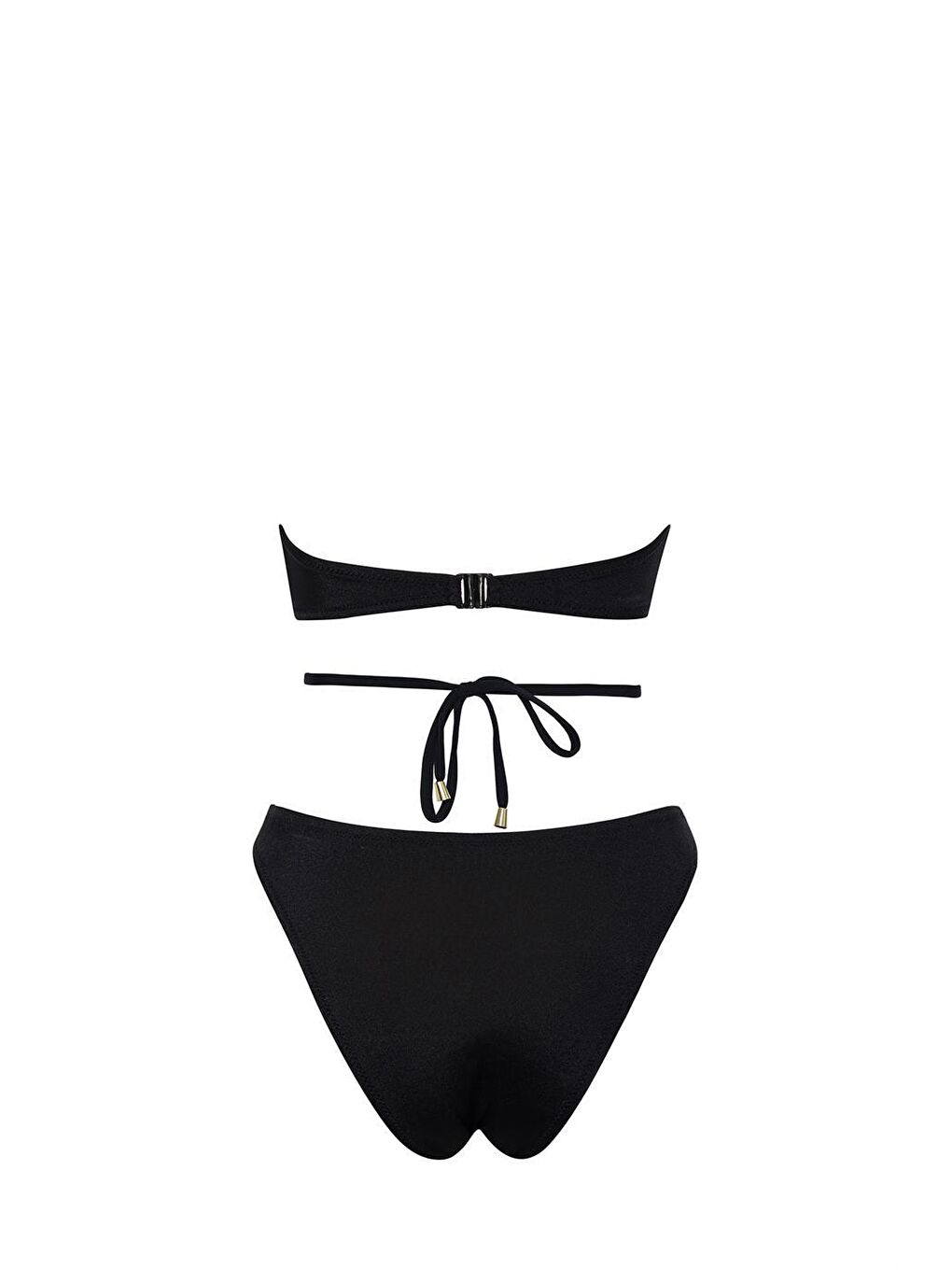 SAILOR moda Siyah Üç Halkalı Straplez Bikini Takım - 1