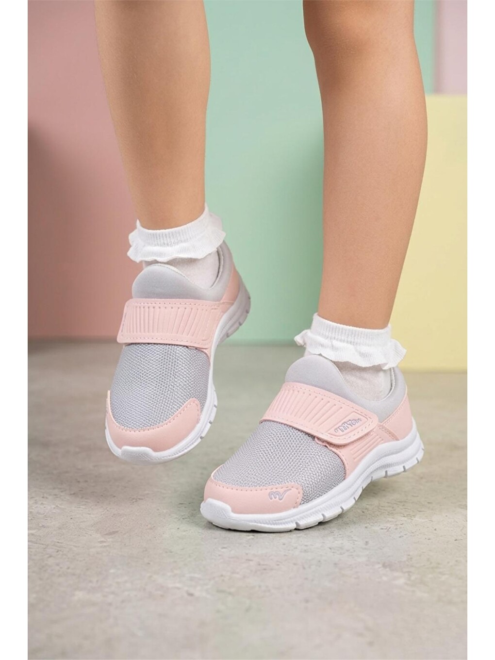 Pembe Meysa Unisex Çocuk Fileli Hafif Spor Ayakkabı - Cırt Cırtlı Ortopedik Tabanlı Günlük Yürüyüş Ayakkab-1