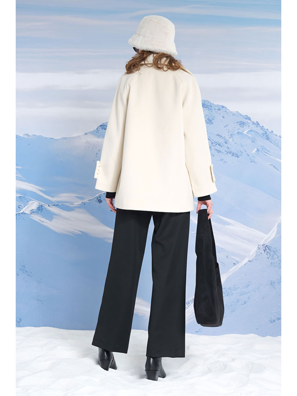 Kısa Kruvaze Kaban Ekru-3