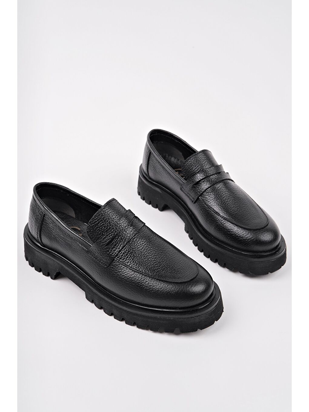 Siyah PARADİSE Hakiki Deri Kalın Taban Günlük Casual Makosen Kadın Loafer Ayakkabı-5