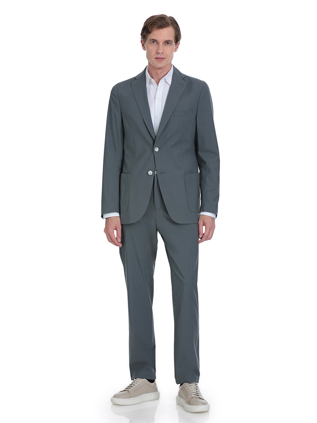 Antrasit Slim Fit Mono Yaka Casual Takım Elbise