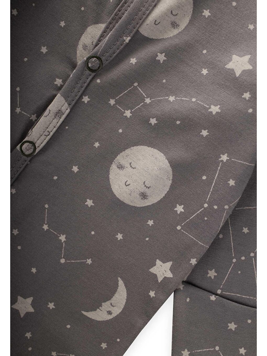 Ayaklı Kendinden Eldivenli Desenli Tulum 0-9 Ay Gri-2