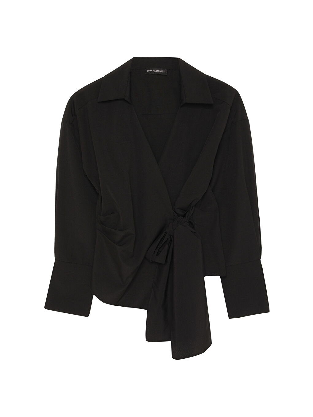 Bağlama Detaylı Kruvaze Bluz Siyah