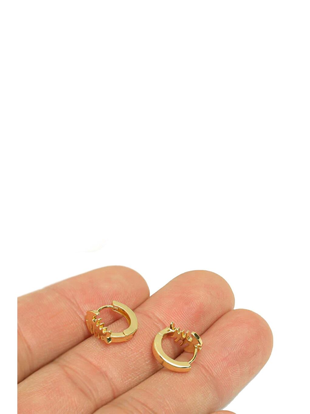 Sarı 18K Altın Kaplama Mini Balık Halka Küpe-1