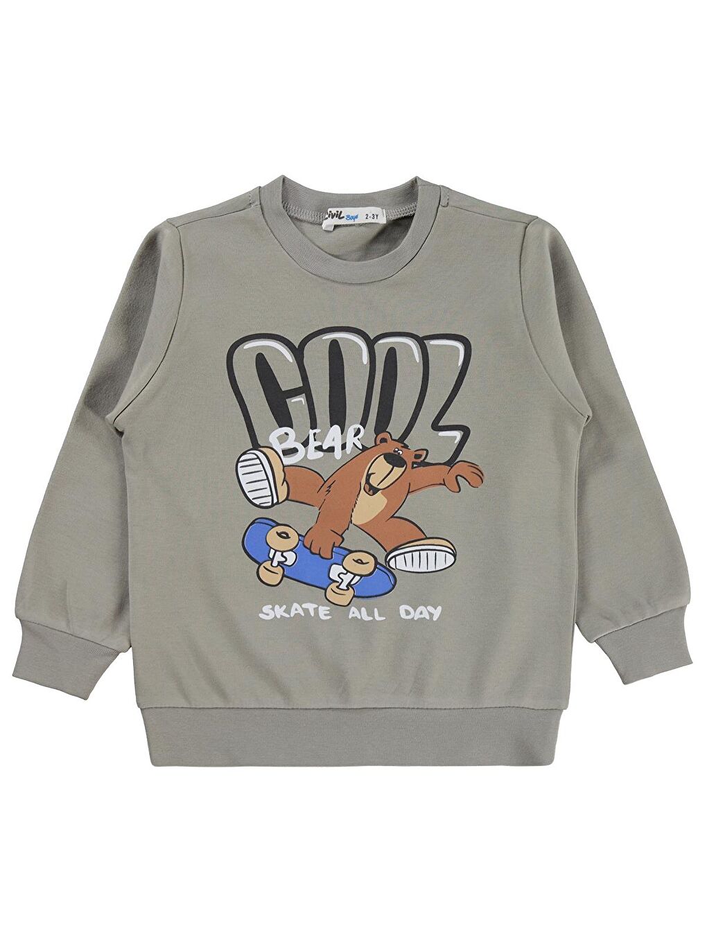 Boys Cool Baskılı 2-5 Yaş Sweatshirt - Gri 4-5 Yaş