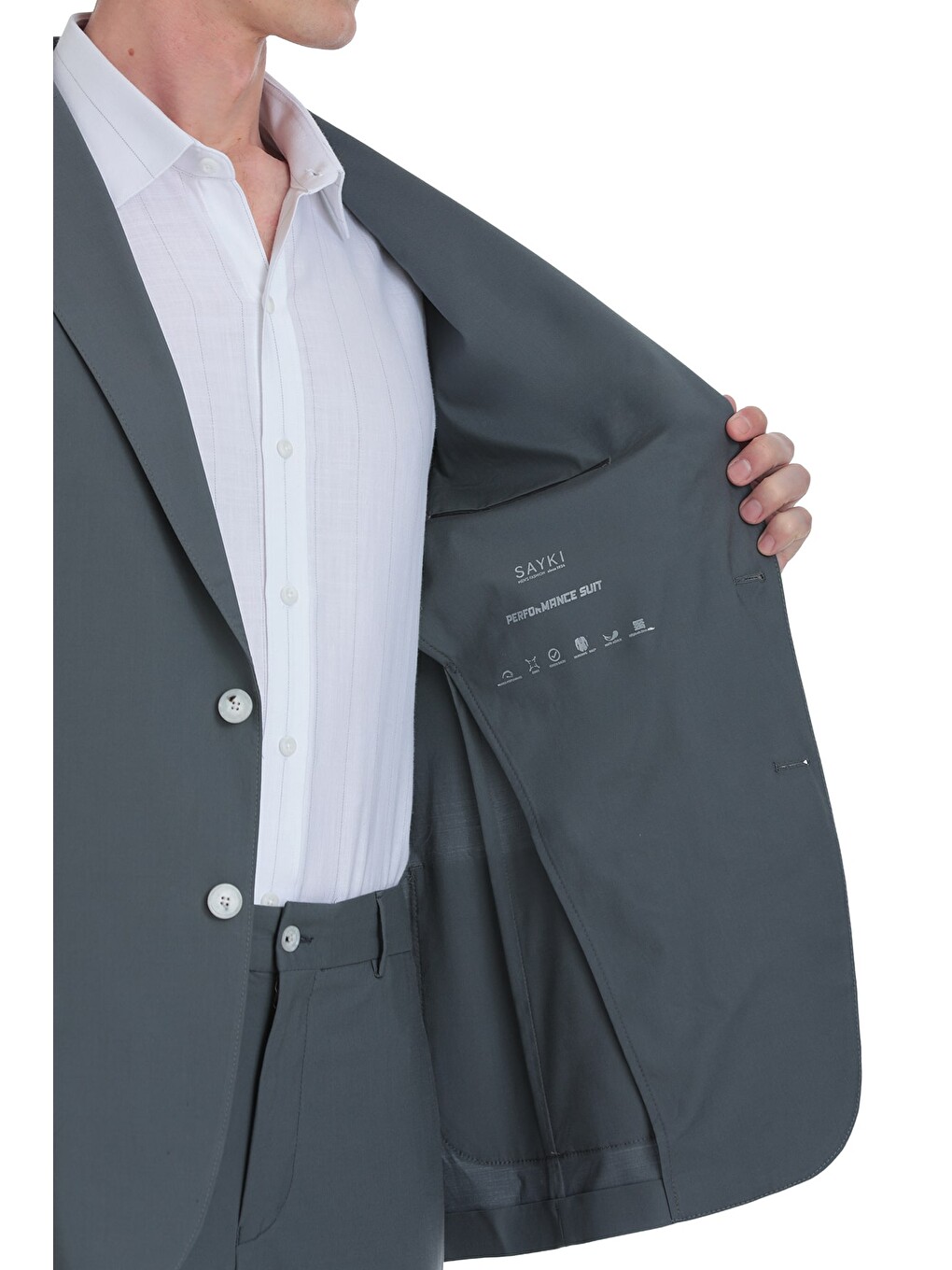 Antrasit Slim Fit Mono Yaka Casual Takım Elbise-4