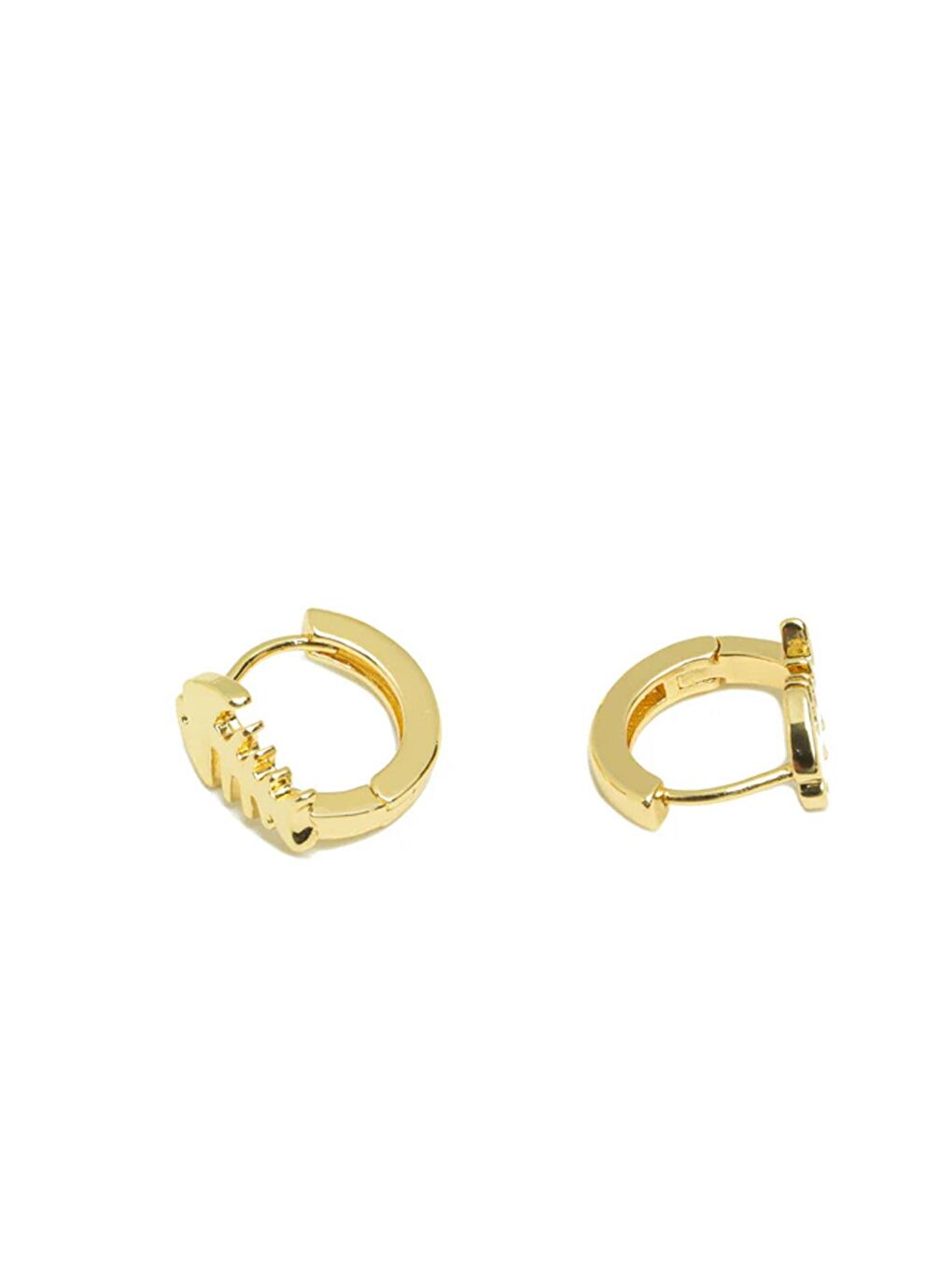 Sarı 18K Altın Kaplama Mini Balık Halka Küpe-2