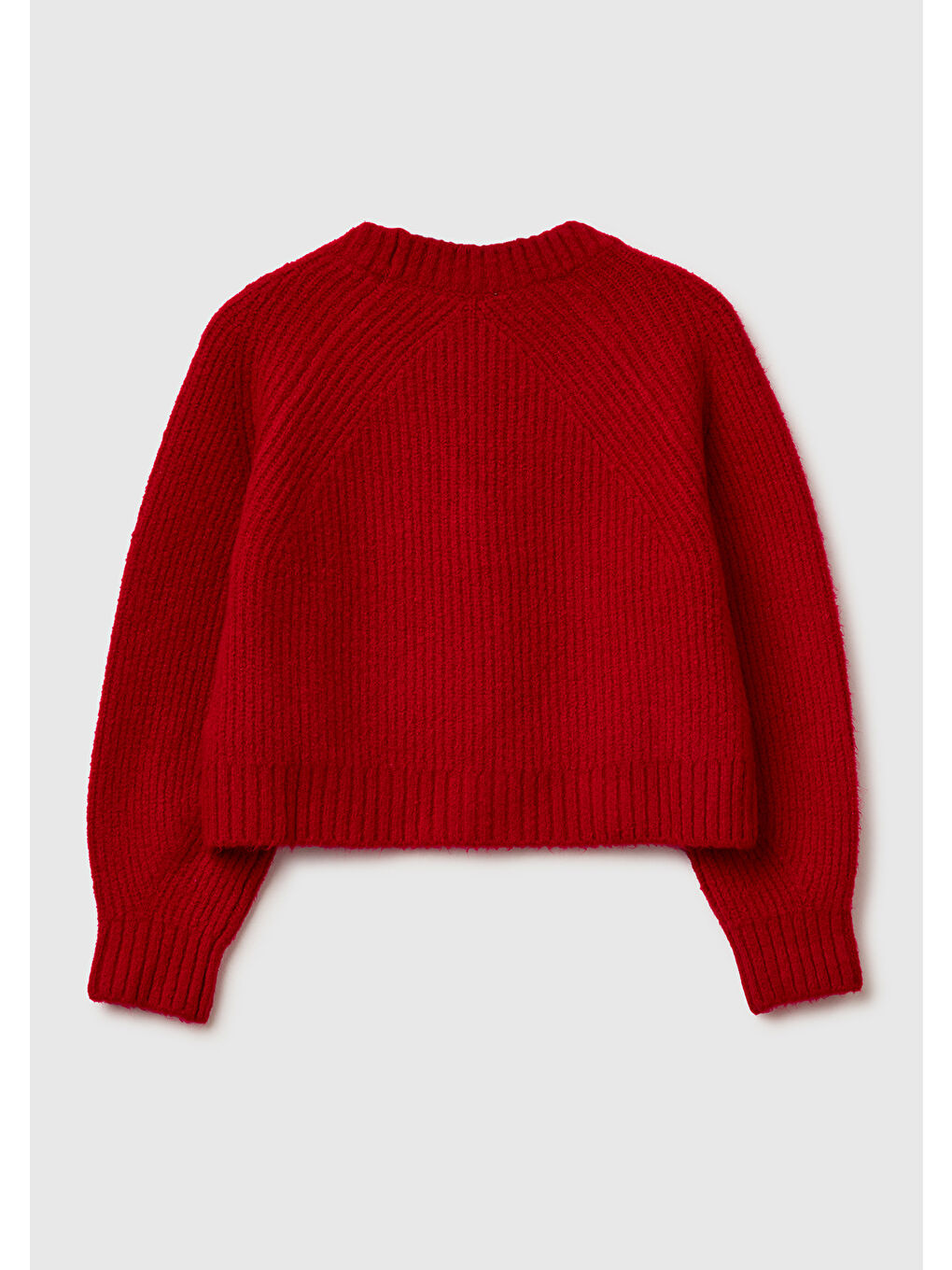 Kız Çocuk Kırmızı Düğmeli V Yaka Örme Hırka-1