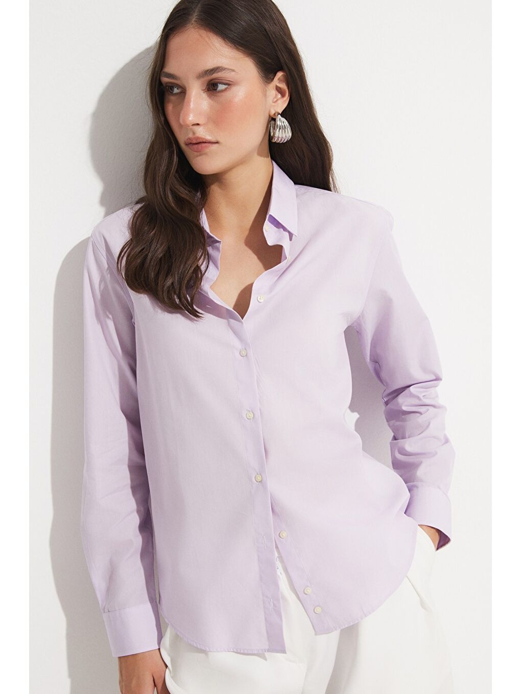 Lila Exclusive Pamuk Basic Gömlek-2