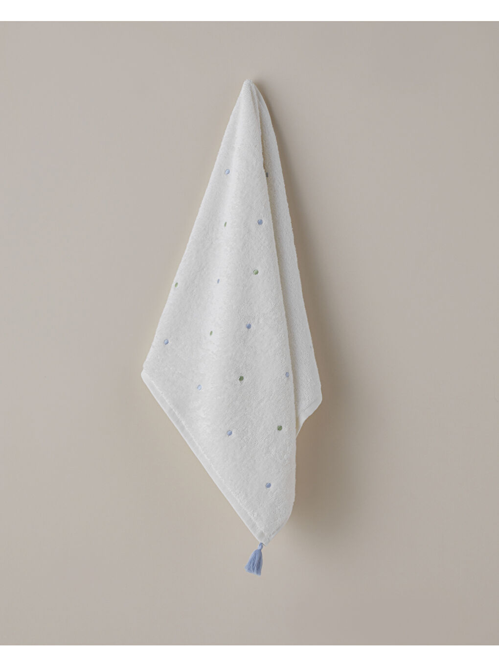 Petite Dot Pamuk Püsküllü Yüz Havlusu 50x80 cm Yeşil-Mavi