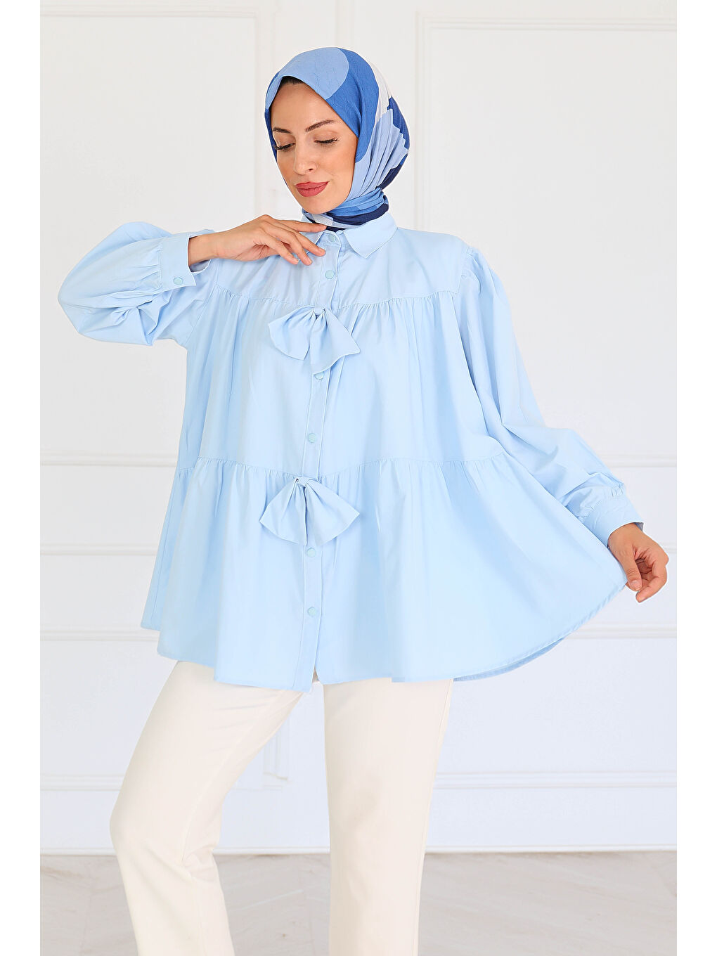 Fiyonk Detaylı Tunik Bebe Mavi - 27551