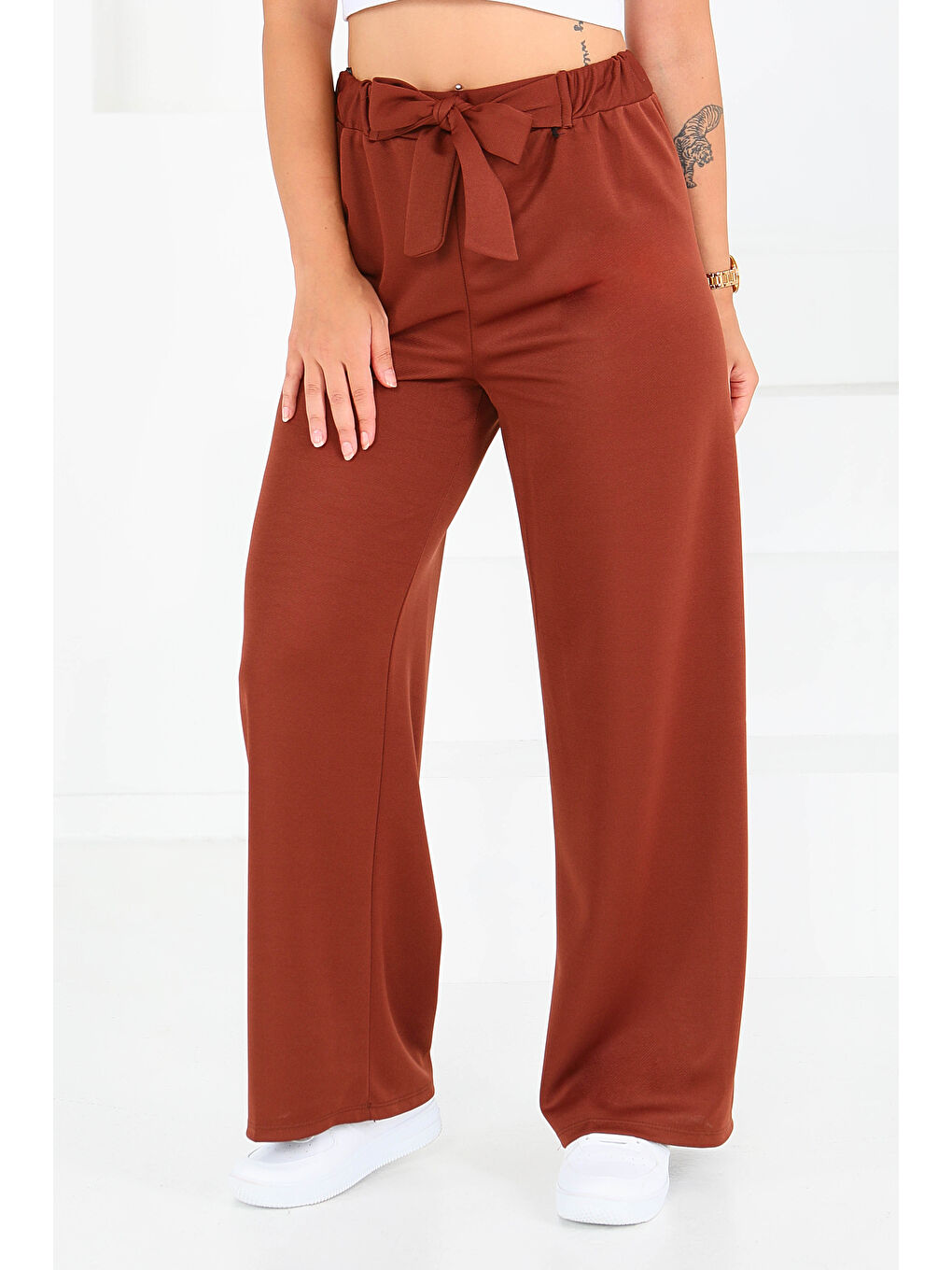 Kahverengi Önden Bağlamalı Pantolon Kahve - 27553