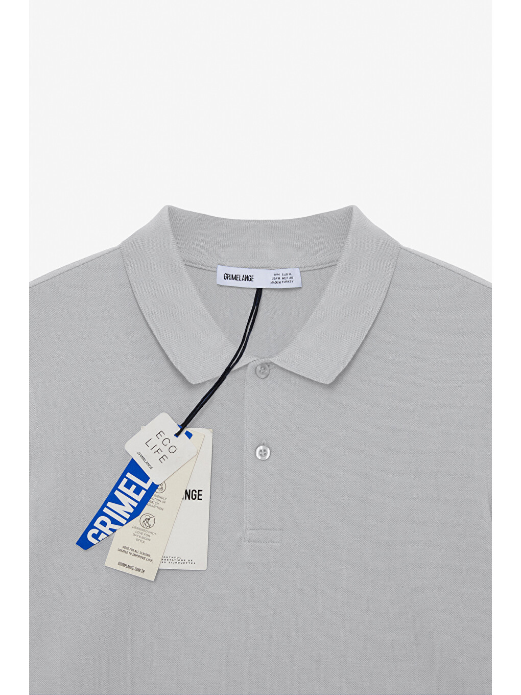 Gri SKYLOOM Erkek %100 Pamuk Kısa Kollu Regular Fit GRİ Polo Yaka T-shirt-1