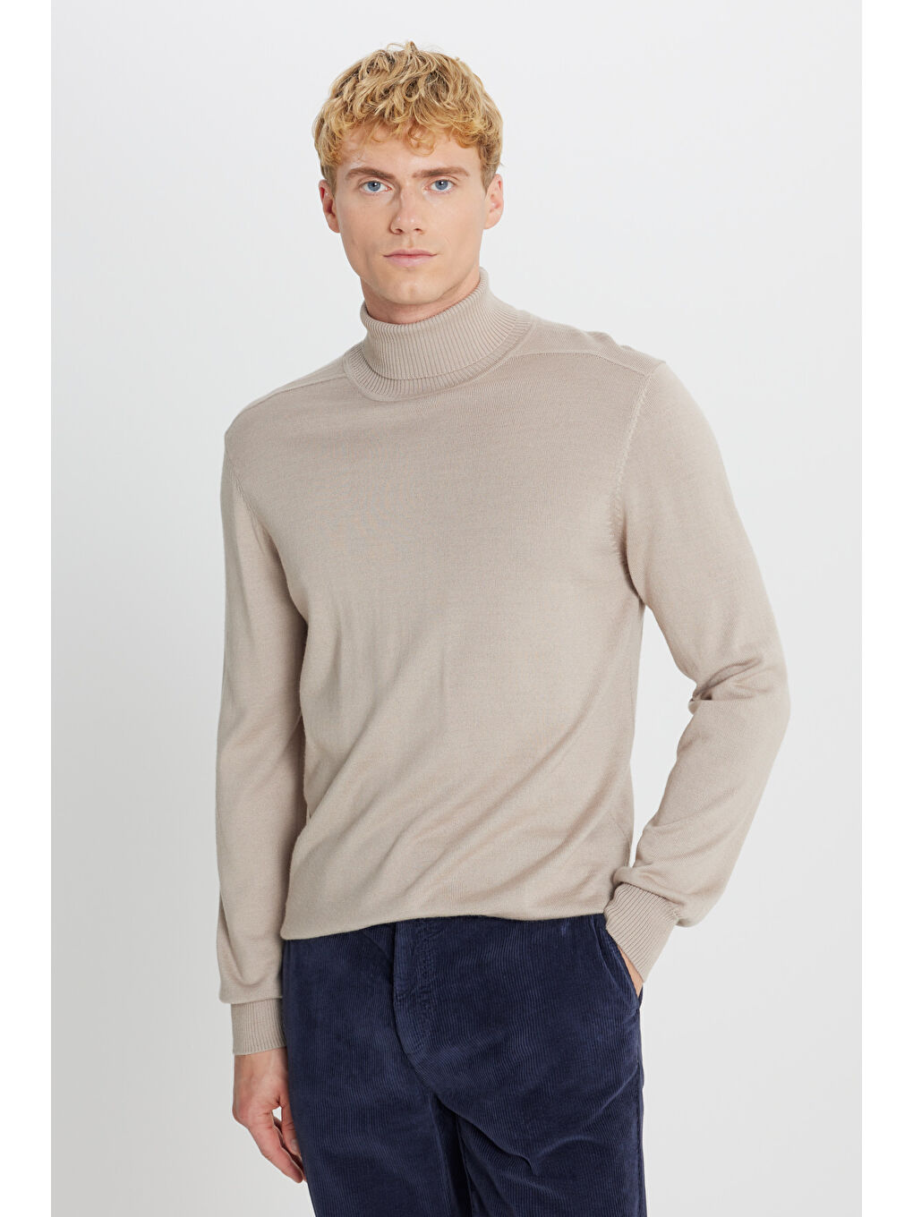 Erkek Bej Melanj Triko Kazak-2