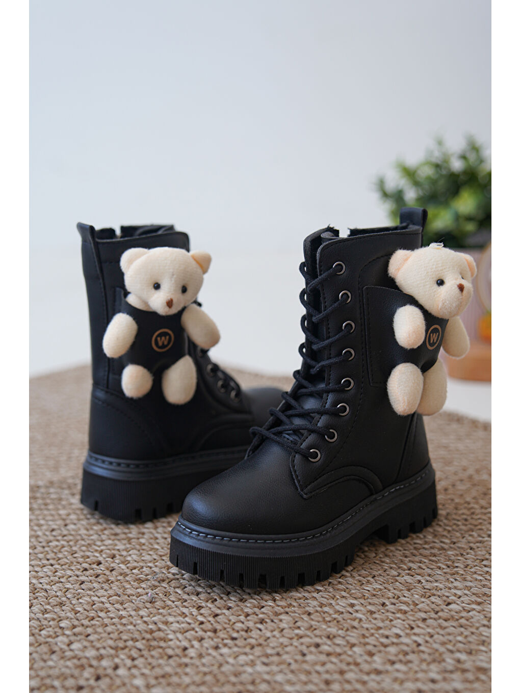 Siyah D006 Günlük Ortopedik Ayıcıklı Kız Çocuk Botu-3