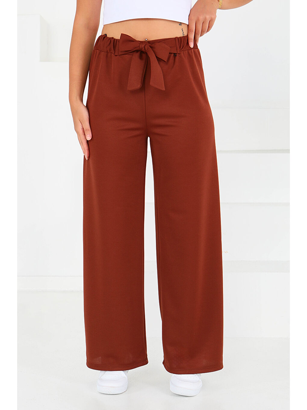 Kahverengi Önden Bağlamalı Pantolon Kahve - 27553-1