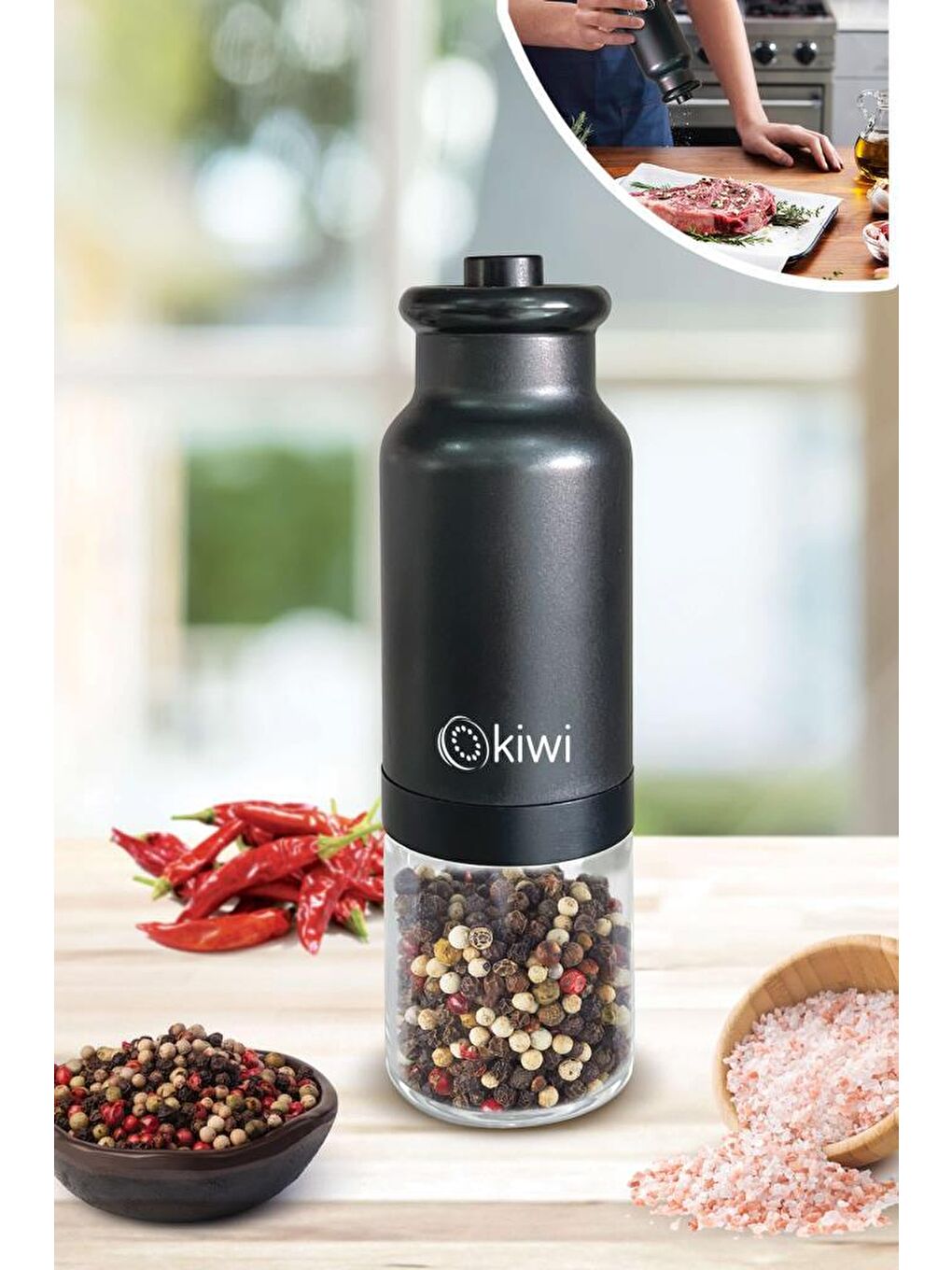 Gri Kspg 4809 Sensörlü Tuz&karabiber Değirmeni KSPG-4809